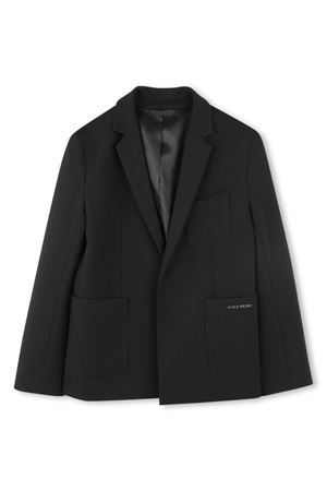 Blazer monopetto in misto cotone nero GIVENCHY KIDS | H3082109B